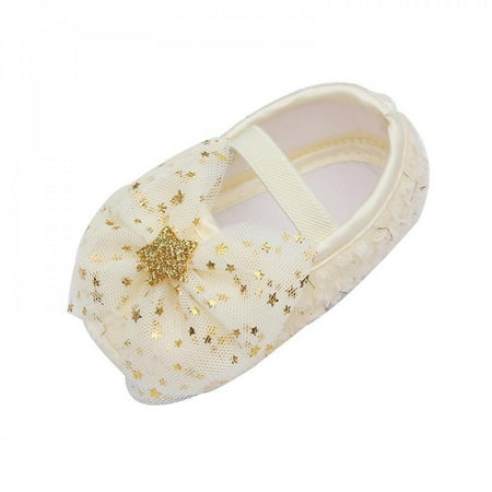

Xinhuaya 1Pair Toddler Shoes Baby Girl Sweet Princess Shoes Star Net Yarn Bowknot Crib Shoes Newborn Soft Sole Yellow 11