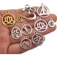 thumbnail image 2 of U8MO 8 Yoga Charms Meditation Charms Antiqued Silver Gold Zen Charms Lotus Flower, 2 of 2