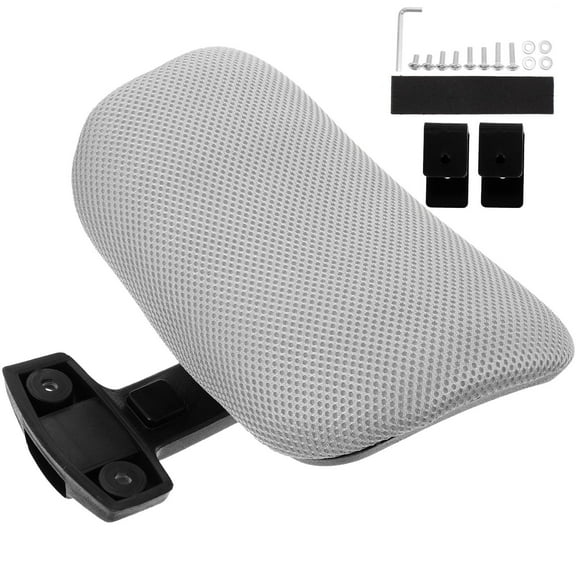 Adjustable Neck Support Headrest Cushion with Universal Mesh Attachment for Office Chair Grey Comfort and Ergonomic Design