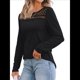thumbnail image 2 of Blusas de Larga para Mujer, Blusas Elegantes e Informales, Camisetas de Encaje para Negocios, Moda de Otoño 2025. Negro XL, 2 of 7