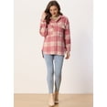 thumbnail image 2 of Chaqueta para Mujer de Lana de Tela de Cuadros con Bolsillos Botones Chaqueta con Solapa Rosa M, 2 of 6