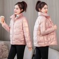thumbnail image 1 of Chaqueta de algodón gruesa sin lavado con cara brillante para mujer, chaqueta de algodón corta y holgada, chaqueta de cuello alto, chaqueta de algodón de plumón para mujer, 1 of 6