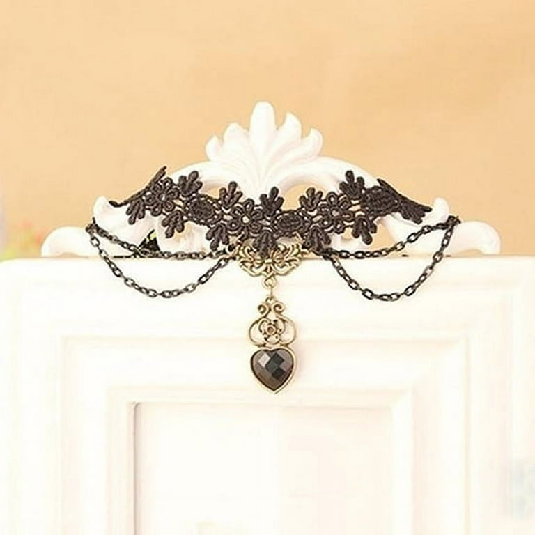 White Steampunk Gothic Victorian Lace Collar with keys, cogs and a clock.  (C002) - Tahlia's Masks