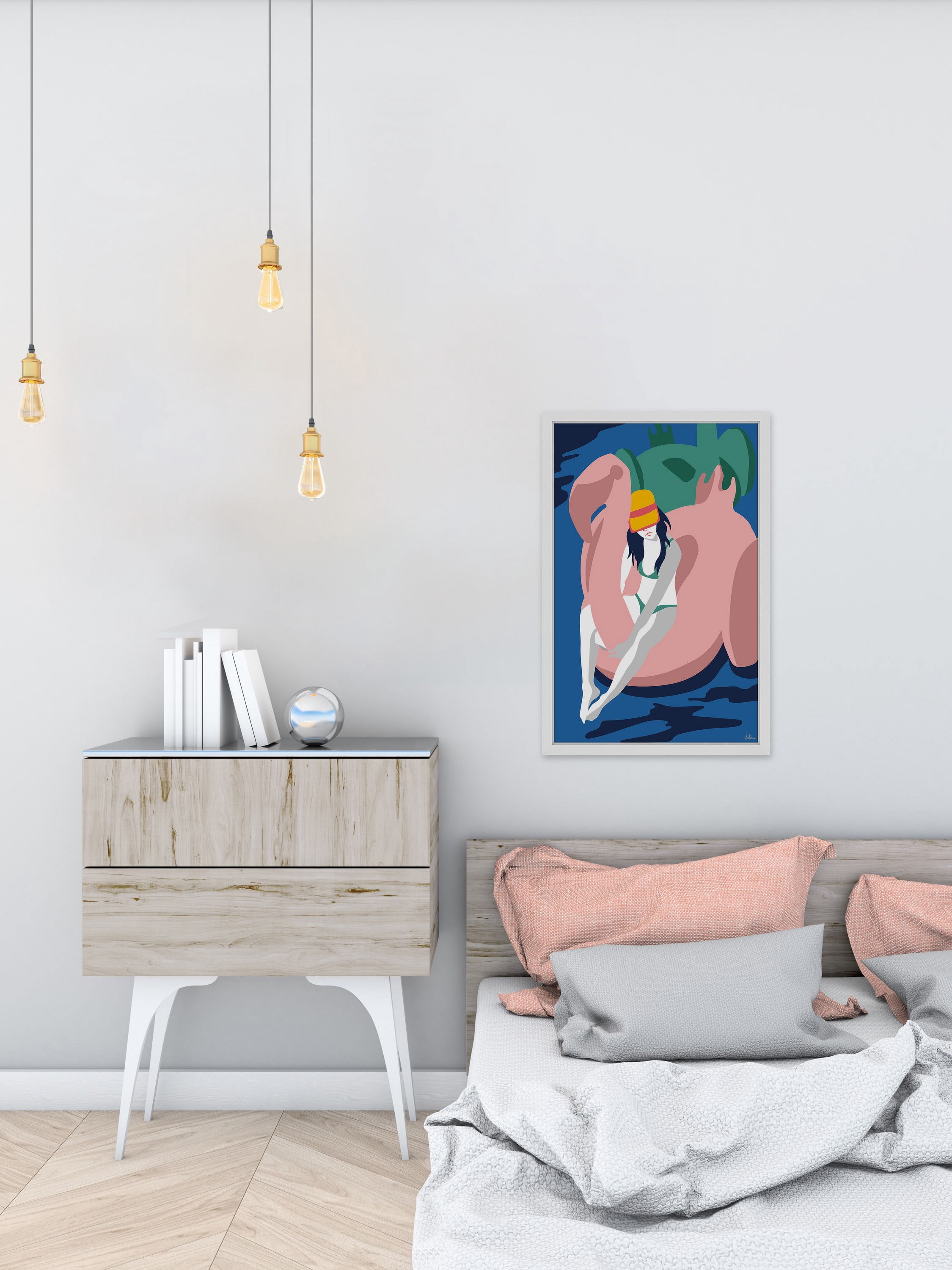 Floating Flamingo II Framed Painting Print