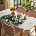 thumbnail image 3 of Merry Christmas Table Cloths for 4 Foot Rectangle Tables, Winter Pine Tree Gold White Snowflakes Patio Waterproof Elastic Fitted Tablecloths, Washable Rectangular Table Cover for Camping, 3 of 8