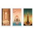 thumbnail image 2 of Designart "City of Gold Futuristic Minimal Architecture II" Abstract Landscape Framed Wall Art Set Of 3 - Gold Abstract Landscapes Frame Gallery Set For Office Decor, 2 of 6