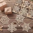 thumbnail image 2 of Adornos colgantes navideños de madera con forma de copos de nieve, 24 piezas, MFLUEEWR, 2 of 7