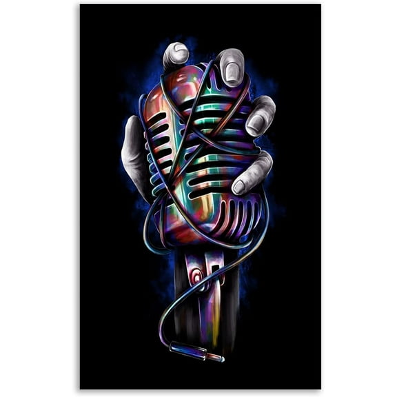 Aaroca Music Posters Colorful Microphone Poster Wall Art Decor Poster Canvas Painting for Living Room Bedroom College Dorm Gift Unframed