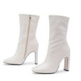 thumbnail image 7 of Square Toe Ankle Boots for Women Zip up Stiletto Heels Trendy Sexy Dressy Elastic Gogo Booties, 7 of 7