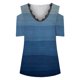 thumbnail image 3 of Gibobby Camisetas Mujer Baratas Manga Corta Blusa manga corta con hombros descubiertos y cuello en V estampado para mujer(Azul,CH), 3 of 5