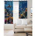 thumbnail image 4 of Summer Marine Life Blackout Curtains for Bedroom Living Room, Modern Shark Turtle Coral 39 In Long Thermal Insulated Room Darkening Drapes Grommet Window Treatments, 27.5 x 39 In, 4 of 9