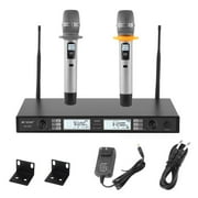 Dual Channel UHF Microphone System Portable 2 Handheld Mic Transmitter