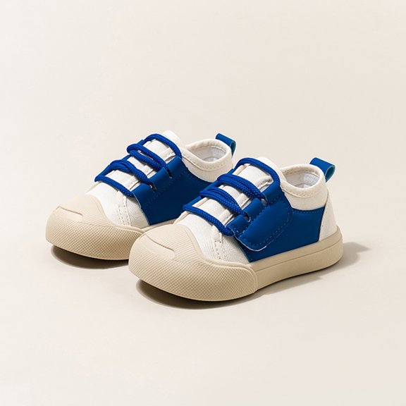 Toddler First Walker Shoes, Kids Adjustable Strap Canvas Sneakers, Baby Boy Girl Shoes Infant Non Slip Sneakers Breathable Lightweight Toddler First Walking Shoes, Blue 21/4C