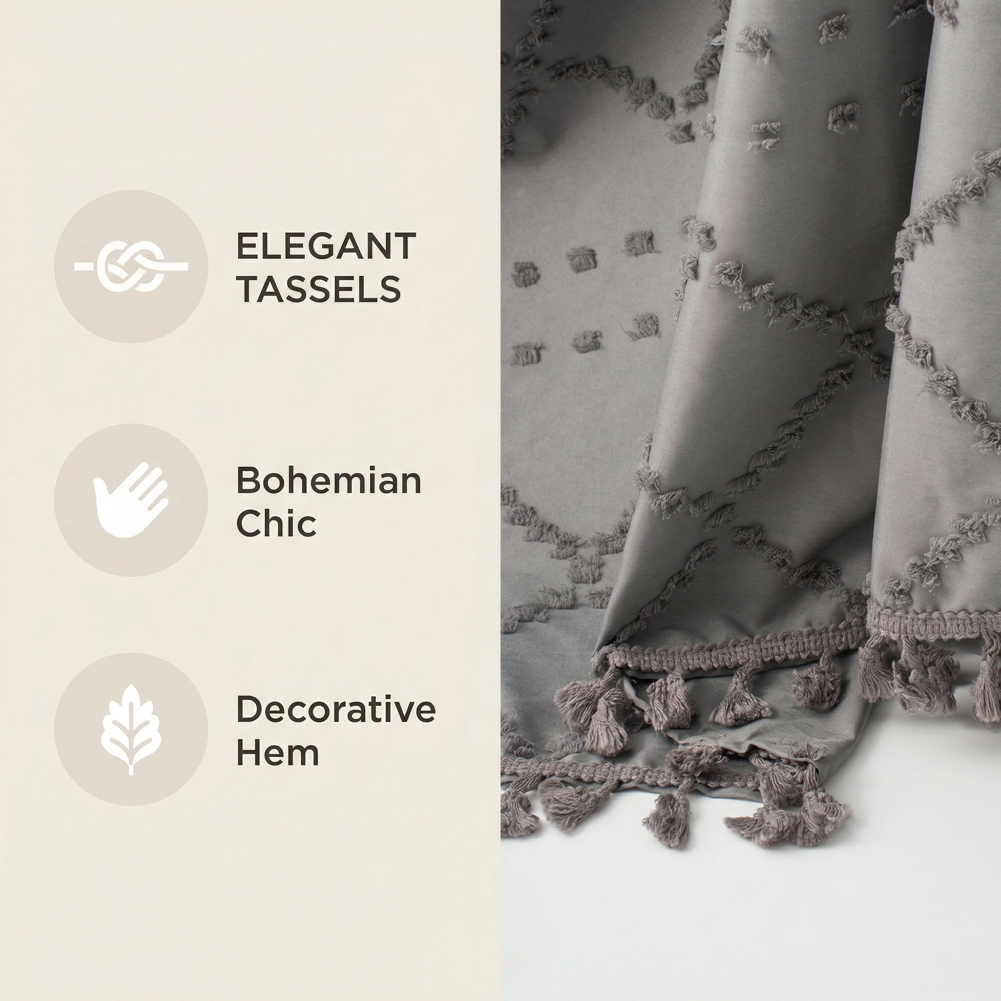 Unique Bargains 3D Geometric Texture Bath Curtain Sets with Hooks Grey 72"W x 72"L