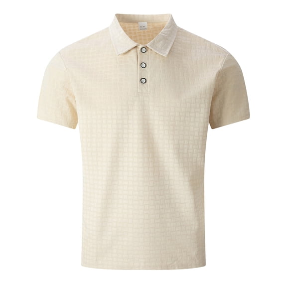 Polo T Shirts for Men Short Sleeve Waffle Tee Shirt Loose Fit Khaki Polo Dress Shirts for Men