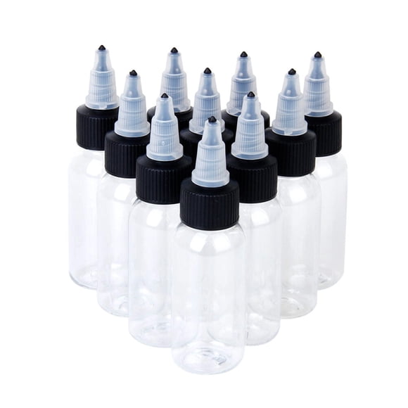 EeaseMX 10 botellas de tinta vacías de 60 ml, de plástico transparente, para almacenar pigmentos (color aleatorio)