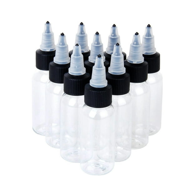 EeaseMX 10 botellas de tinta vacías de 60 ml, de plástico transparente, para almacenar pigmentos (color aleatorio)