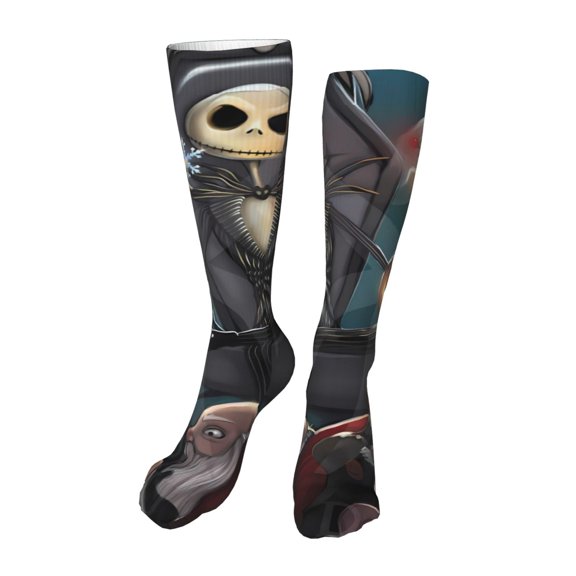 Gokiu The Nightmare Before Christmas Womens Thigh High Socks Warm Stocking Casual Knee High Long Stockings for Daily Wear