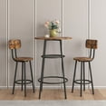 thumbnail image 5 of HSUNNS 3-Piece Bar Table Set for 2, Small 2-Tier Round Bistro Pub Dining Table and Stools with Backrest, Counter Height Table and Chairs Set for Kitchen Apartment Small Space, Rustic Brown, 5 of 8
