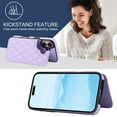 thumbnail image 6 of Case Compatible with iPhone 16, Stylish Card Slots Kickstand PU Leather Back Case Magnetic Closure RFID Blocking Drop Protective Shockproof Cover for iPhone 16, Purple, 6 of 8
