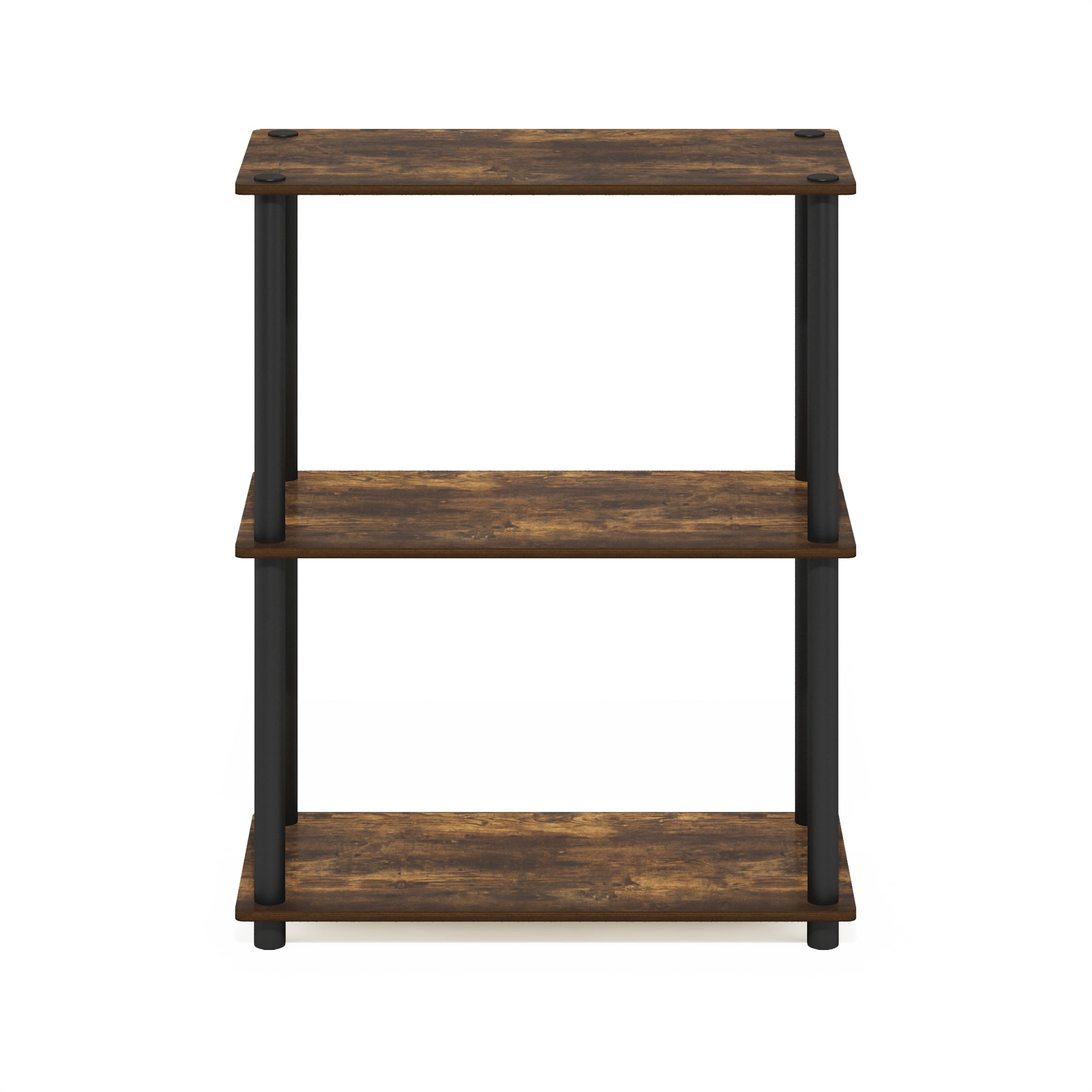 Furinno Turn-N-Tube 3-Tier Compact Multipurpose Shelf Display Rack, Amber Pine/Black