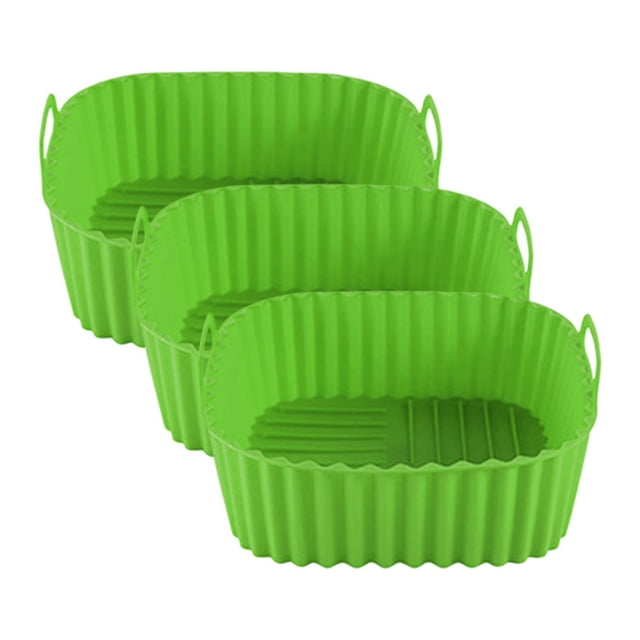 Bandeja de silicona para freidora de aire con asas, cesta antiadherente para freidora de aire, apta para lavavajillas, sin BPA, para una cocción uniforme y una limpieza fácil.