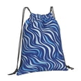 thumbnail image 3 of Leisure Draw String Mouth Backpack 16 X 14 Woven Band Durable Not Easy To Fall Off In Travel Portable Draw String Design Zebra Print Style Lightblue_3, 3 of 8