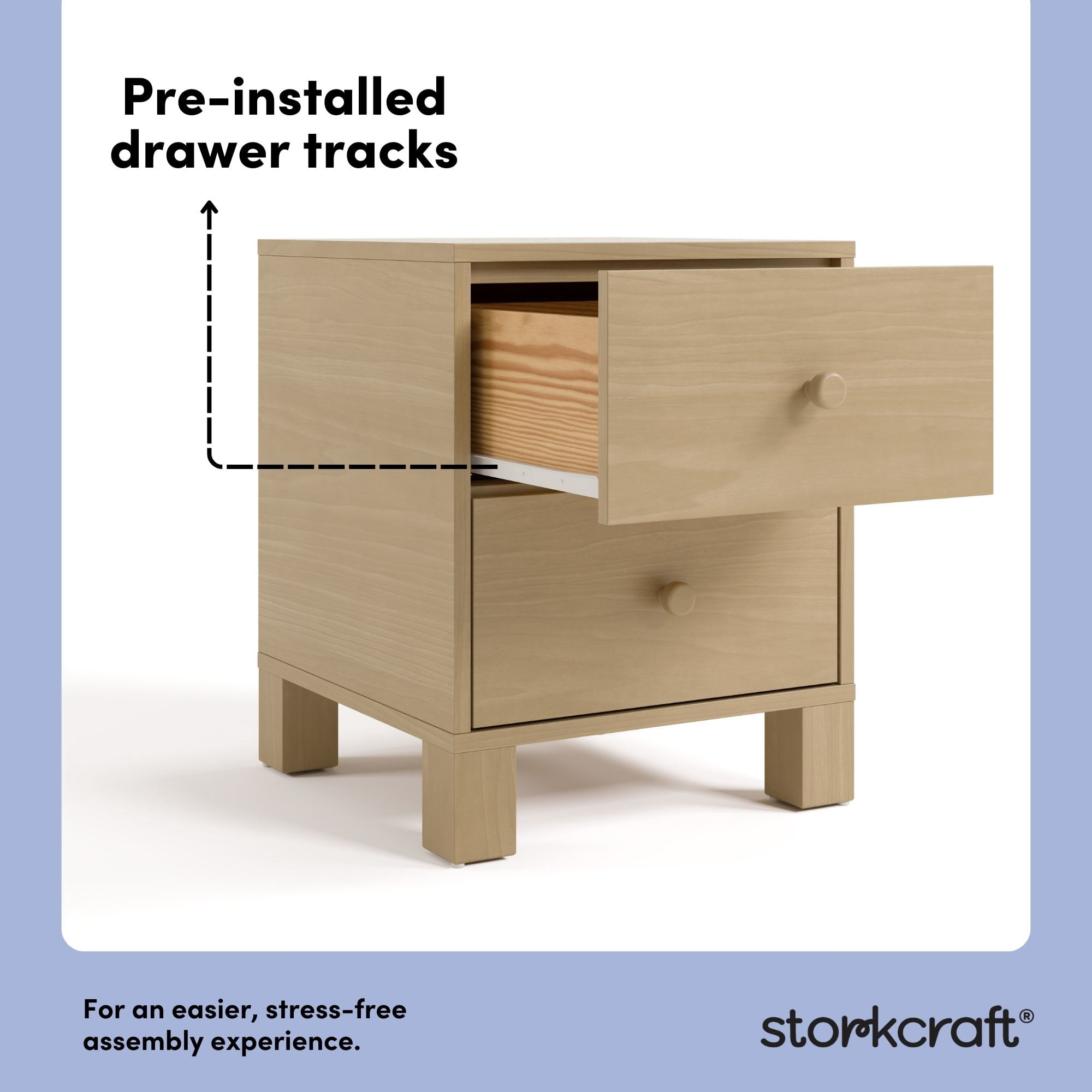 Storkcraft California 2 Drawer Nightstand, Driftwood