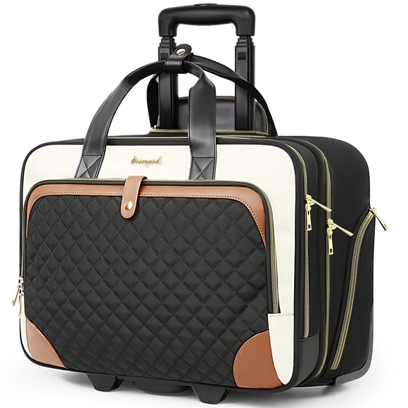 Arcoyard Rolling Laptop Bag, Large Rolling Briefcase for Women with Waterproof Pocket, 17.3 Inch Computer Bag Laptop Case with Wheels, Roller Work Ba