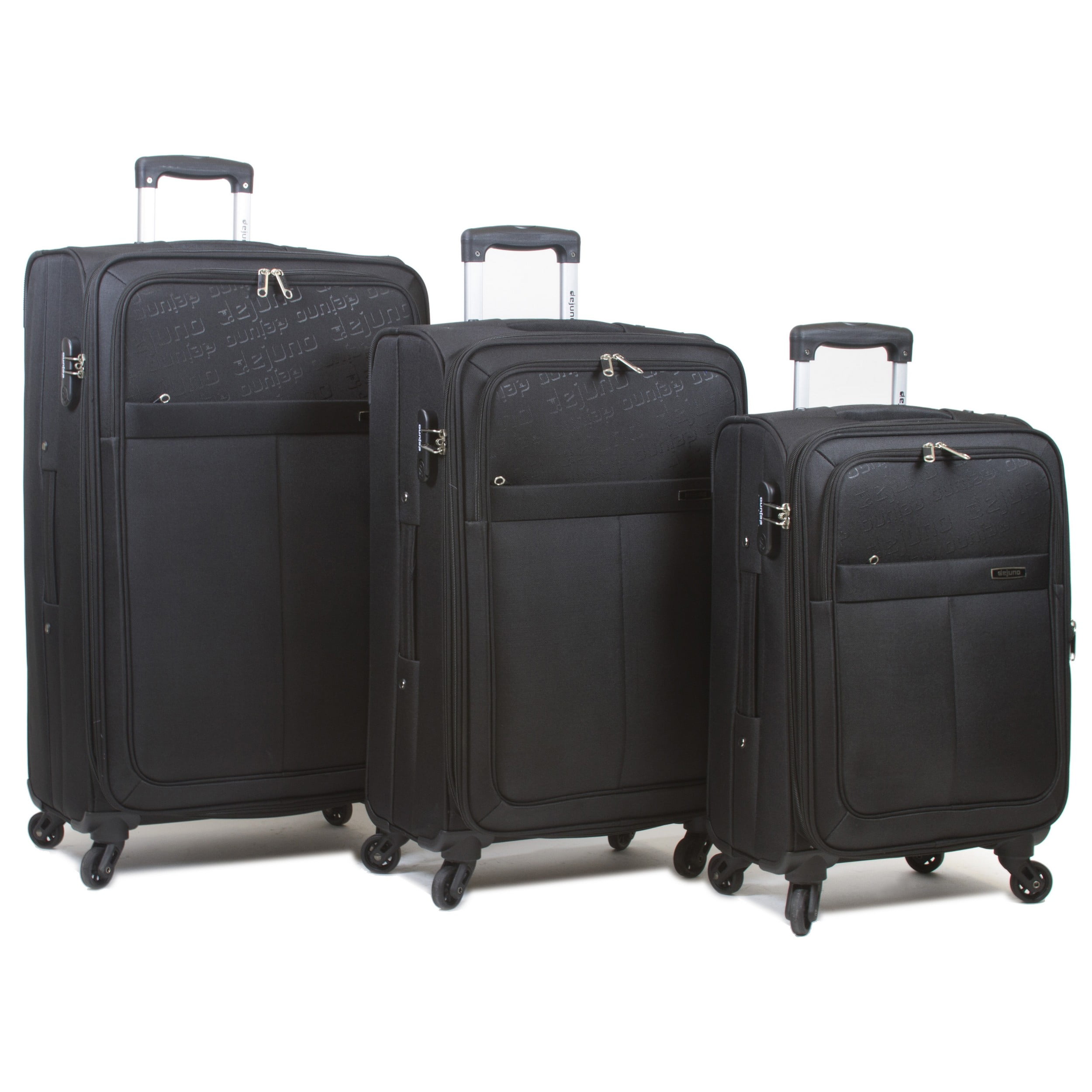 Dejuno Tuscany 3Piece Lightweight Spinner Luggage Set Black