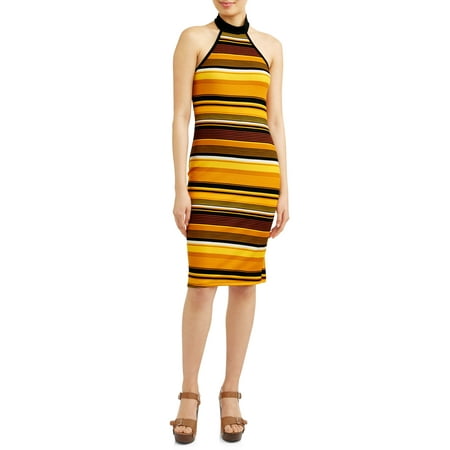 Teal Juniors Dress - Poof Apparel Juniors' Halter Knit Stripe Dress