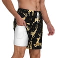 thumbnail image 3 of Balery Christmas Gold Deers Mens Swim Trunks Swim Shorts for Men Quick Dry Inseam Beach Shorts with Compression Liner Pocket-X-Large, 3 of 9