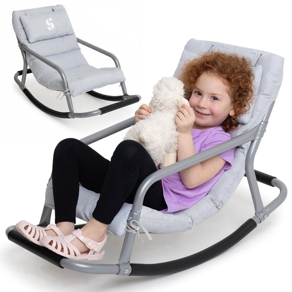 Special Supplies Sensory Rocking Chair for Kids – Calming Kids Rocker for Balance & Stability – Comfortable Floor Chair for Playroom, Bedroom, Nursery (Grey)