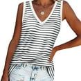 thumbnail image 3 of GigrtiJin Striped Tank Top for Women V Neck Sleeveless Tees Shirts Oversized Loose Vest Casual Trendy Going out Camisole, 3 of 8