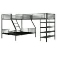 thumbnail image 5 of Harper & Bright Designs Metal Triple Bunk Bed, L Shaped Bunk Bed for 3, Heavy-Duty Steel Frame Twin Over Full Bunk Bed and Twin Size Loft Bed with Four Built-in Shelves, Black, 5 of 9