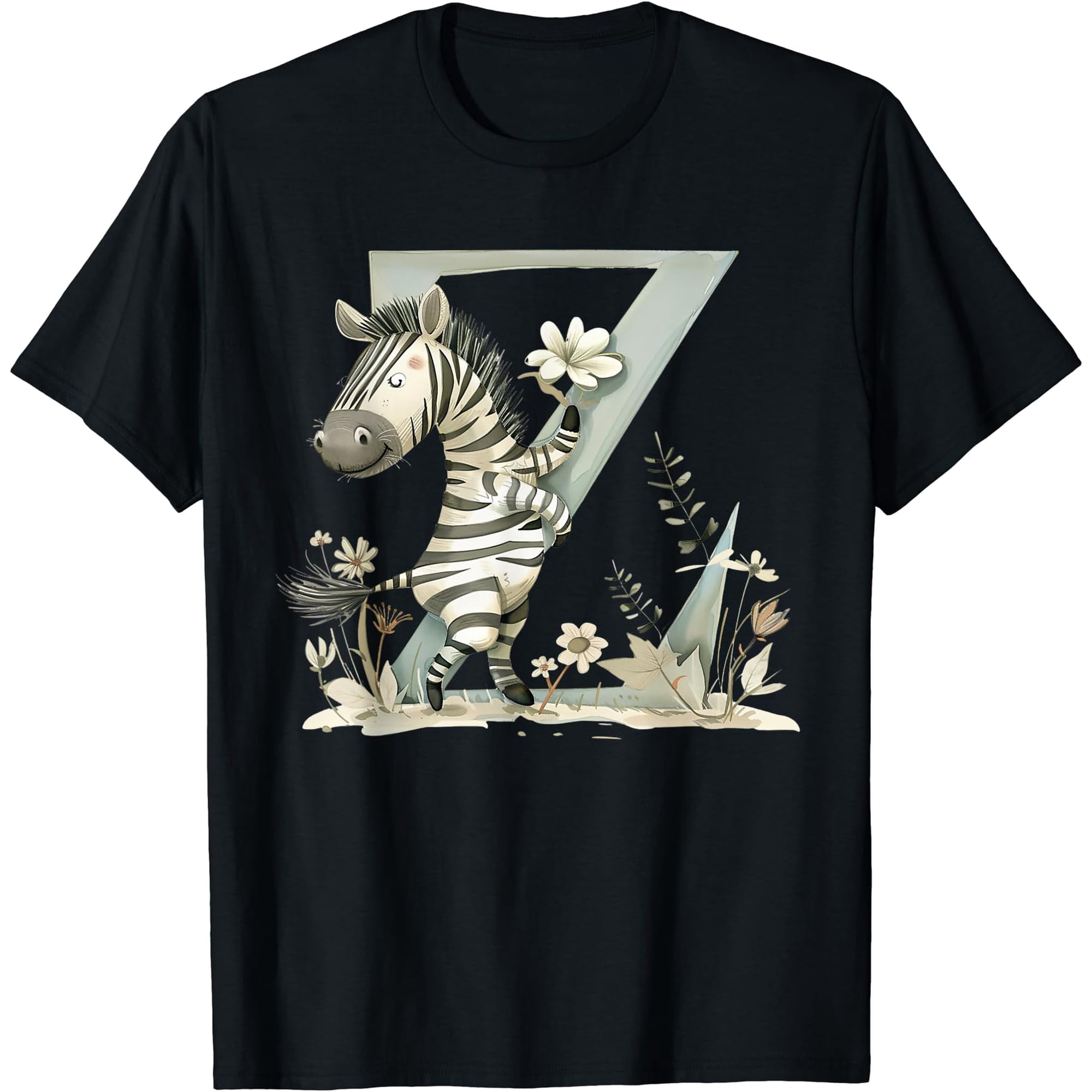 Z Initial Monogram Alphabet Letter Animal Boho Zebra T-Shirt Unisex T-Shirt