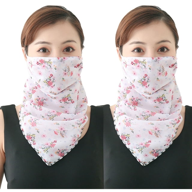 Mask 2 Pack Women Sun Mask Chiffon Neck Gaiter Sun Proof Face Mask Outdoors Face Mask