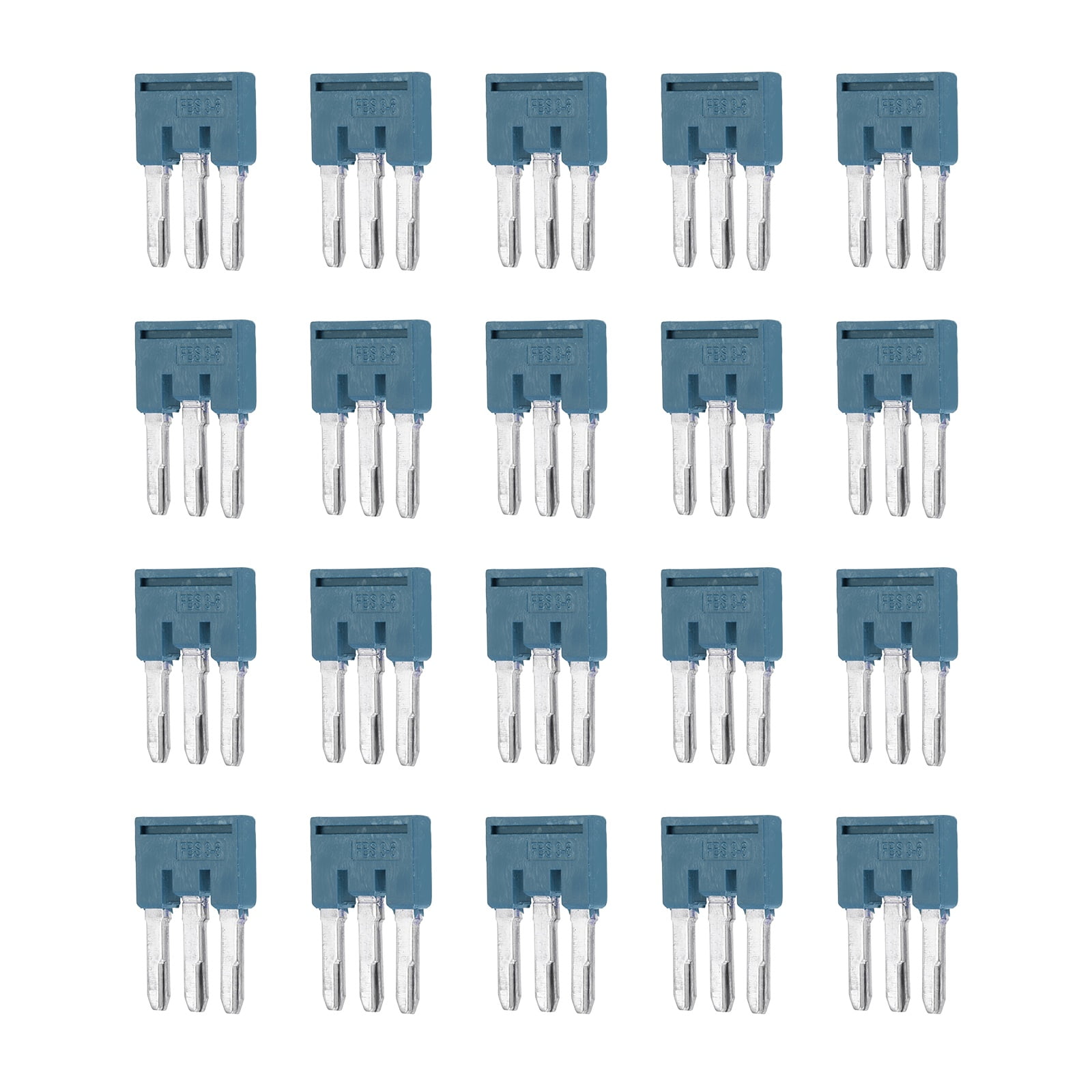 Uxcell 20 Pcs FBS3-6 DIN Rail Terminal Blocks 3 Position Blue Plug-in Terminal Strip Press-Fit Bridge Jumper Block for Distribution Box Relay Control Cabinet Industrial Automation