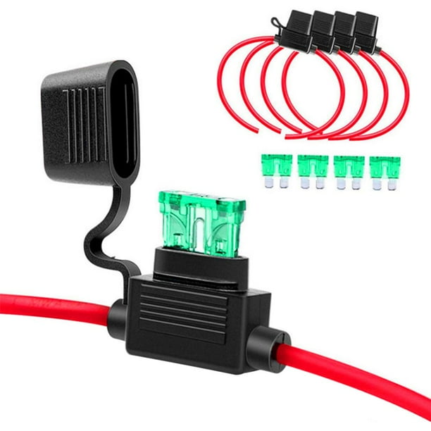 5 piezas 12 AWG portafusibles 30A fusible de fusibles de repuesto automotrices 10A 15A 20A 25A 30A 35A 40A ATC / arnés de cableado para