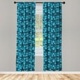thumbnail image 3 of Ambesonne Flower Curtains, Abstract Summer Design, Pair of 28"x63", Petrol Blue and Aqua, 3 of 5