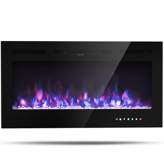 Topbuy 36" Recessed Electric Fireplace Wall Mounted Heater w/Remote Control 750W/1500W mode Adjustable Flame