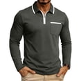 thumbnail image 2 of LIaqionyy Mens Shirts Quarter Zip Casual Classic Lightweight Long Sleeve Fashion Golf Collared Shirt with Pocket, 2 of 6