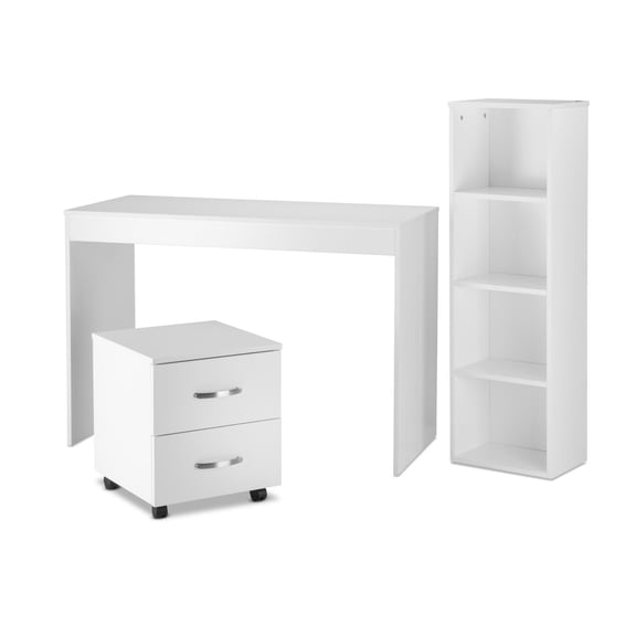 Set Escritorio, Librero y Archivero de Madera Kingshouse Moderno Multifuncional Muebles Organizador blanco