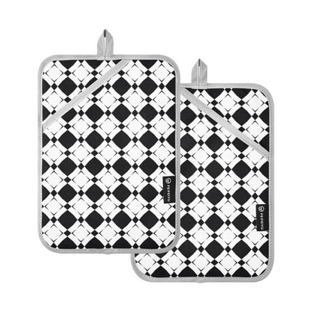 Black and White Checkered Pot Holders Set of 2 Heat Resistant Kitchen Oven Gloves Potholder Cooking Baking Microwave Mitts