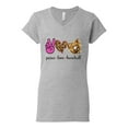 thumbnail image 3 of Peace Love Baseball Sports Womenâ€™s Standard V-Neck Tee, Heather Grey, Medium, 3 of 5