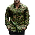 thumbnail image 3 of QATAINLAV Mens Camouflage Buttons Down Shirts Summer Casual Tropical Shirt Outdoor Lapel Long Sleeve Work Tops Holiday Beach Outfits Camouflage XL, 3 of 6