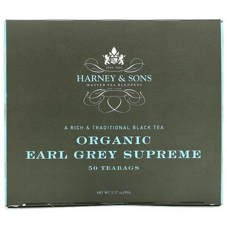 Harney & Sons, A Rich & Traditional Black Tea, Organic Earl Grey Supreme, 50 Tea Bags, 3.17 oz Pack of 2