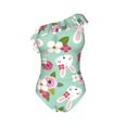 thumbnail image 4 of Yiaed Bunny And Rose Print Women One Piece Swimsuits Tummy Control One Shoulder Bathing Suits Pattern Ruffle Swimwear-X-Large, 4 of 8