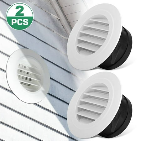 

Sunday 2pcs 4IN Round Air Soffit Vents Louver Grille Covers Built-in Fly Screen Mesh