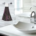 thumbnail image 5 of Yayeee Kitchen Hanging Hand Towels Set of 2 with Loop Bathroom Absorbent Tie Towel, Dark Purple Floral Pattern, 5 of 7